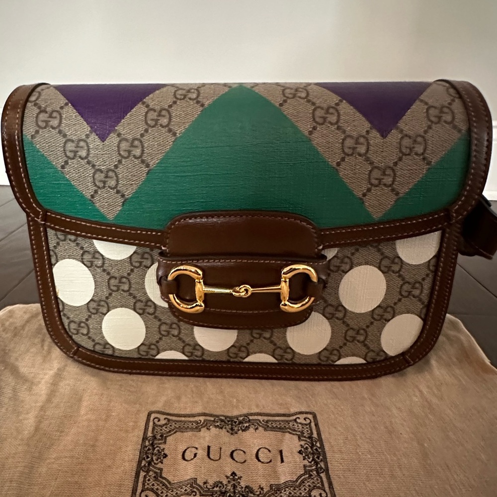 Gucci Horsebit 1955 Medium Leather-Trimmed Printed Coated-Canvas Shoulder Bag